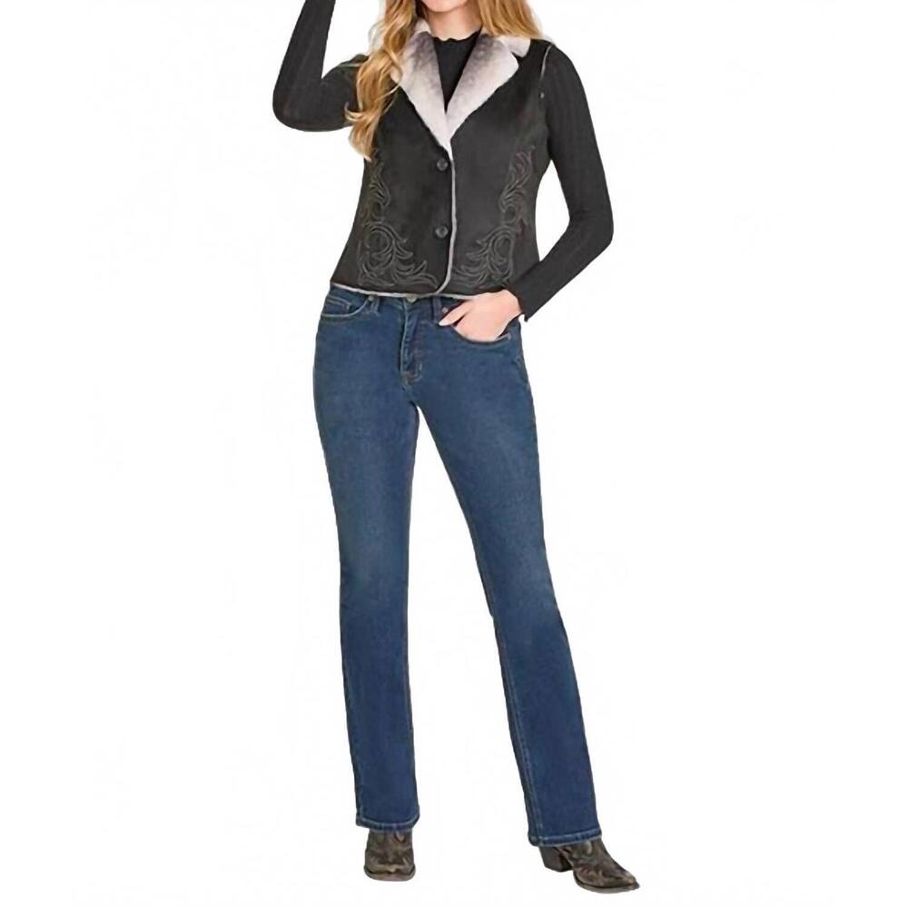 NEW PANHANDLE embroidered microsuede vest in black - Picture 3 of 3